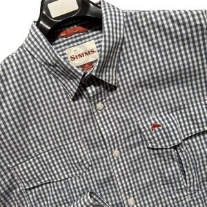 Simms Fishing Men's 2XL Blue Gingham Long Sleeve Button Shirt